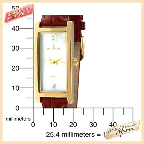 Slim Leather Strap Dress Watch with Roman Numerals and Mother of Pearl Face main image 4